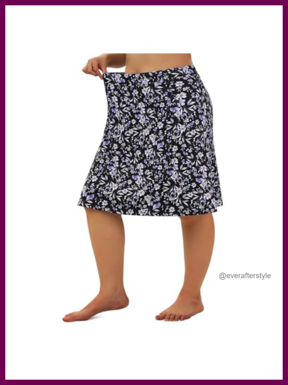 Plus Size Skort Knee Length Running Skirt with Pockets Built-in Shorts
